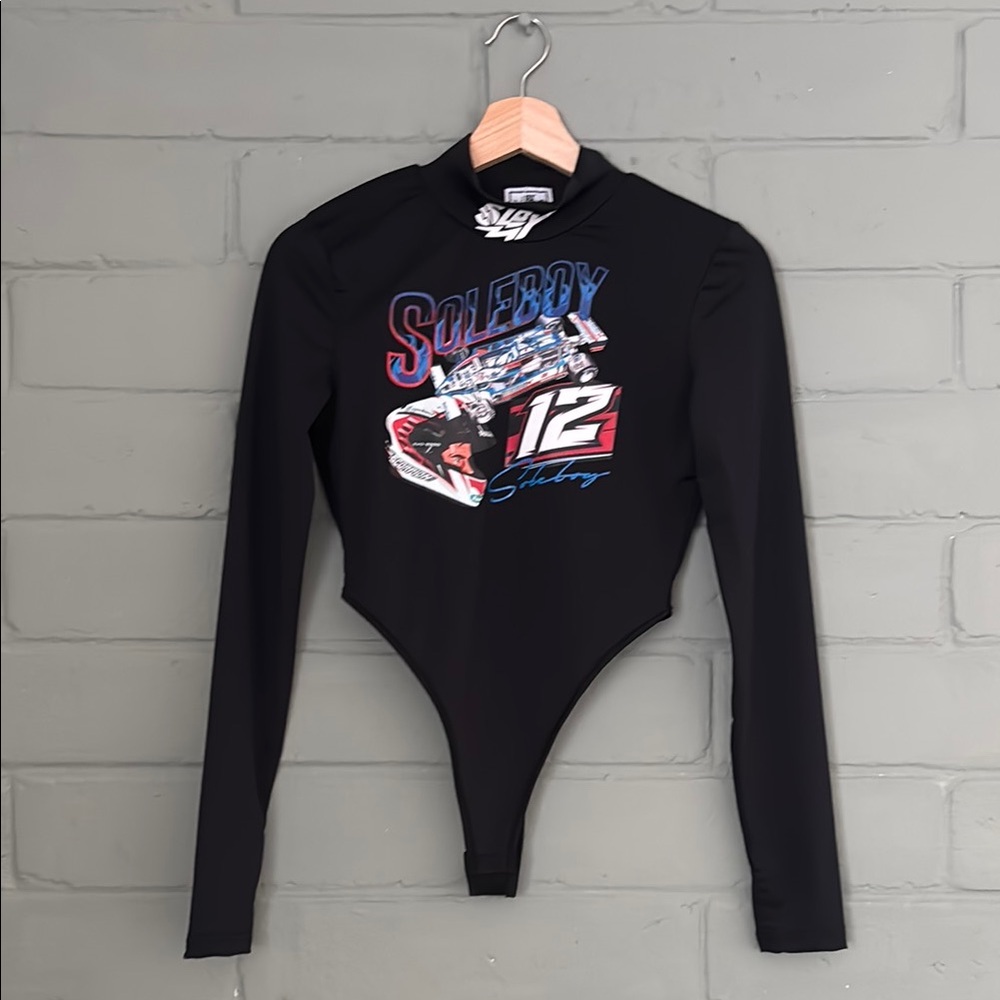 Soleboy Black Race Streetwear Long Sleeve Bodysuit XS
